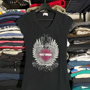 Harley-Davidson Women's Black Tee with Winged Emblem